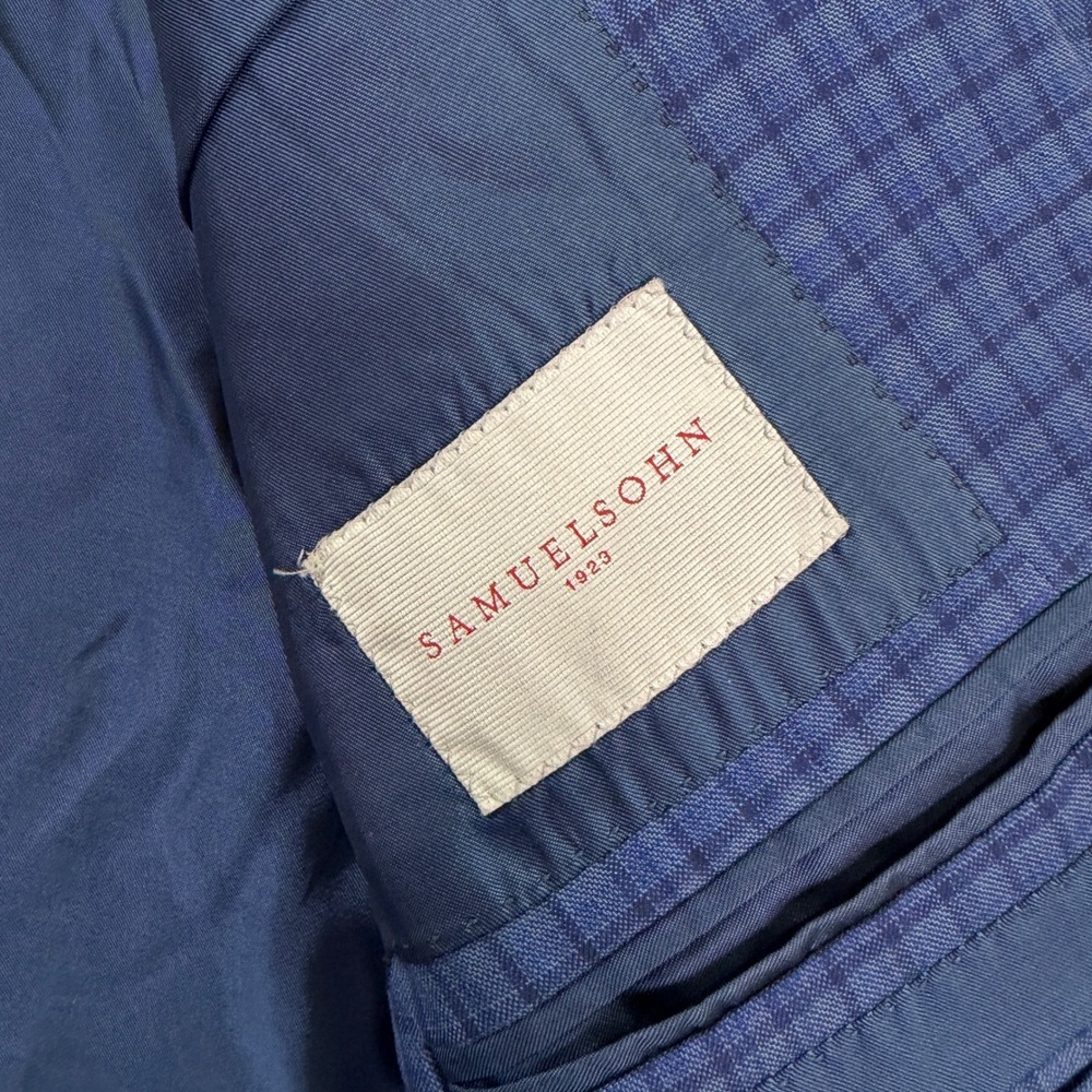 Samuelsohn Mens 42R Sport Coat Blue Colombo Icewool Silk SB Baylor 2 Blazer - Picture 5 of 13